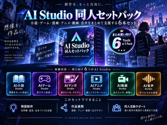 AI Studio 同人セットパック - AIと作る同人創作支援ツール6本セット