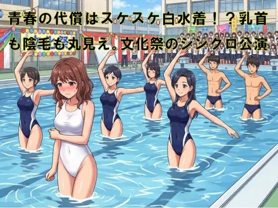 青春の代償はスケスケ白水着！?乳首も陰毛も丸見え。文化祭のシンクロ公演
