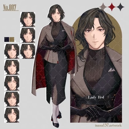 立ち絵素材_表情差分9種【Lady Red】
