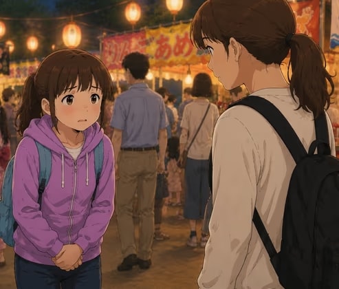 お花摘みの失敗 さほさん、お祭りで