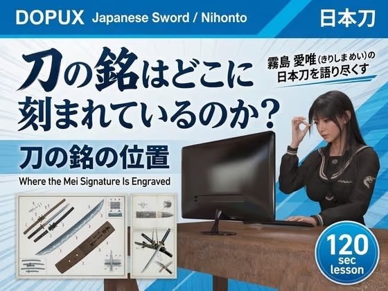 パンチラガチャ★霧島 愛唯（きりしま めい）『日本刀を語り尽くす』第1章-まず「日本刀とは何か」を知る（037-刀の銘はどこに刻まれているのか？）