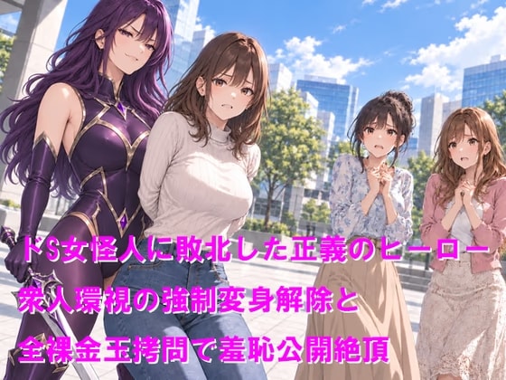 ドS女怪人に敗北した正義のヒーロー 衆人環視の強○変身解除と全裸金玉○問で羞恥公開絶頂