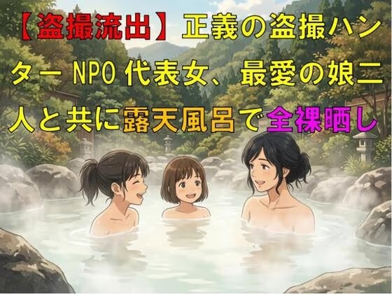 【盗撮流出】正義の盗撮ハンターNPO代表女、最愛の娘二人と共に露天風呂で全裸晒し