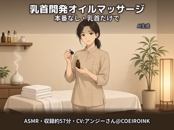 【乳首責め×男性受け/本番なし・手コキなし】オイルでじっくり乳首開発～アロマサロンの施術師さん(34歳)が、やさしい声で乳首だけでイかせてくれる～【合成音声】