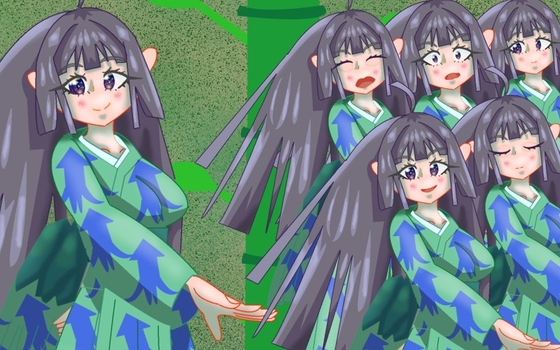 立ち絵素材48表情差分6種イカ柄着物