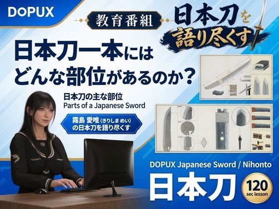 パンチラガチャ★霧島 愛唯（きりしま めい）『日本刀を語り尽くす』第1章-まず「日本刀とは何か」を知る（007-日本刀一本にはどんな部位があるのか？）